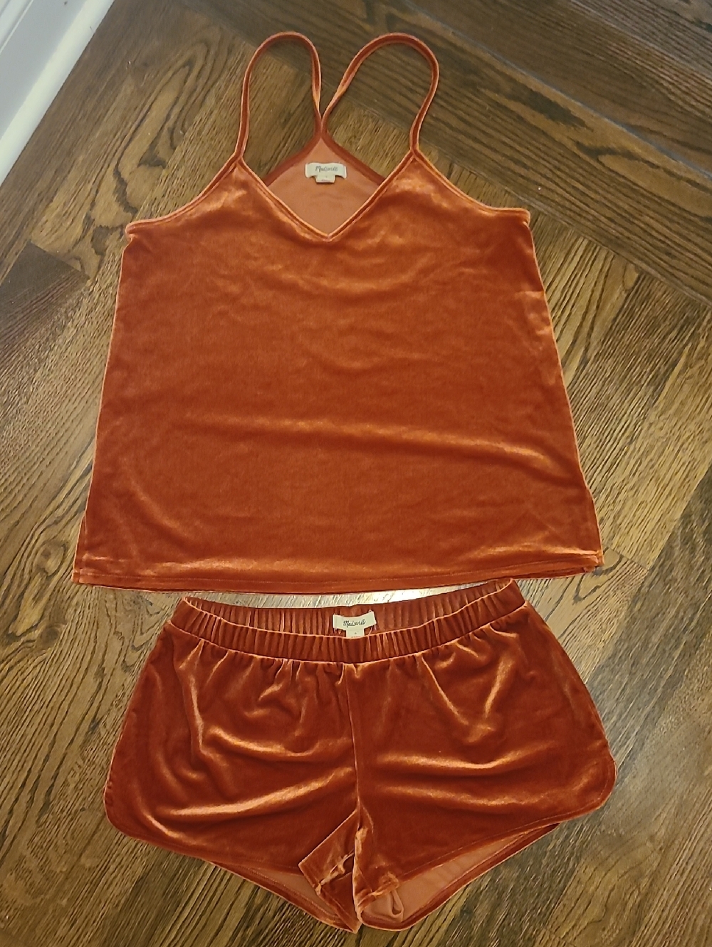Madewell Velvet Cami & Short Set in Rust